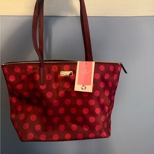 Kate Spade Red Polka Dot Tote Bag